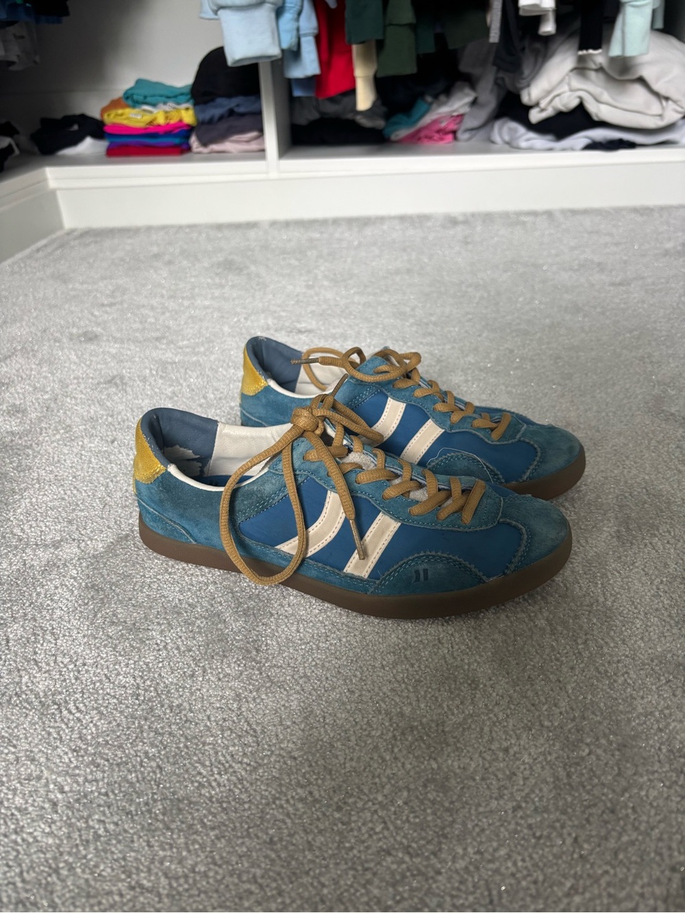 Coolway Blue Suede Sneakers with Yellow Accents